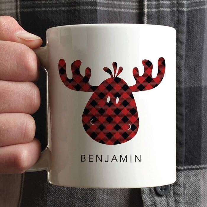 Personalized Hot Chocolate Coffee Mug Gift Buffalo Lumberjack Red Plaid Moose-Set of 1-Andaz Press-
