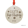 Personalized Laser Engraved Wood Christmas Ornament, Baby's First Christmas, Custom Name, Elegant Snowflakes-Set of 1-Andaz Press-