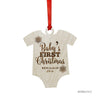 Personalized Laser Engraved Wood Christmas Ornament, Baby's First Christmas Onesie Shape, Custom Name-Set of 1-Andaz Press-