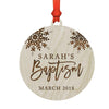 Personalized Laser Engraved Wood Christmas Ornament, Baptism, Custom Name & Date , Snowflakes-Set of 1-Andaz Press-