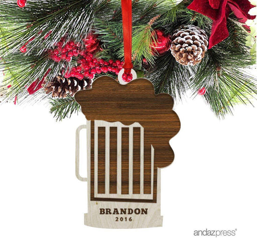Personalized Laser Engraved Wood Christmas Ornament, Bride & Groom Love Owls Our First Christmas as Mr. & Mrs., Custom Name-Set of 1-Andaz Press-