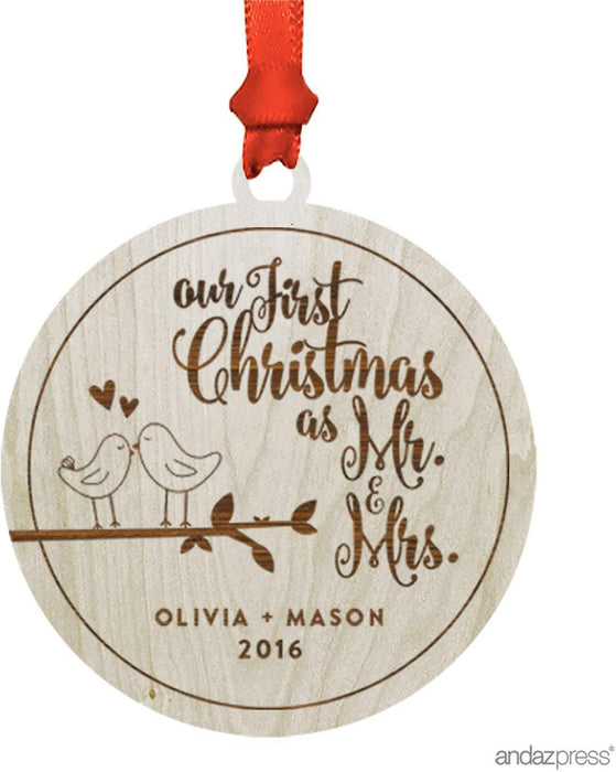 Personalized Laser Engraved Wood Christmas Ornament, Cowboy Boots Shape, Custom Name-Set of 1-Andaz Press-