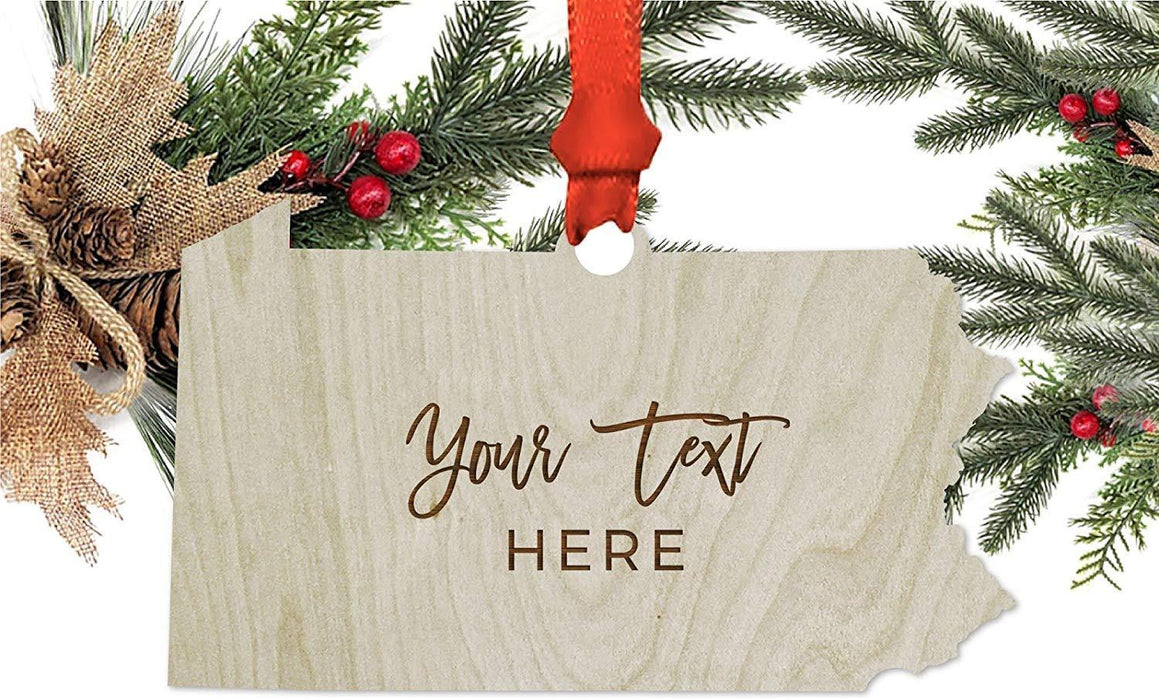 Personalized Laser Engraved Wood Christmas Ornament, Custom Name & Date, Deer Antlers-Set of 1-Andaz Press-