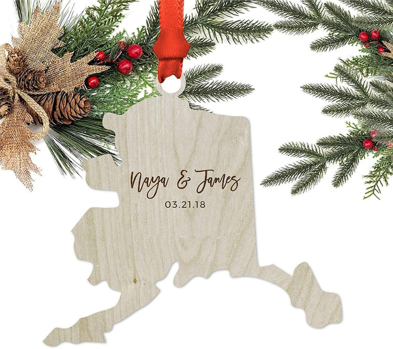 Personalized Laser Engraved Wood Christmas Ornament, Custom Names, Arizona-Set of 1-Andaz Press-