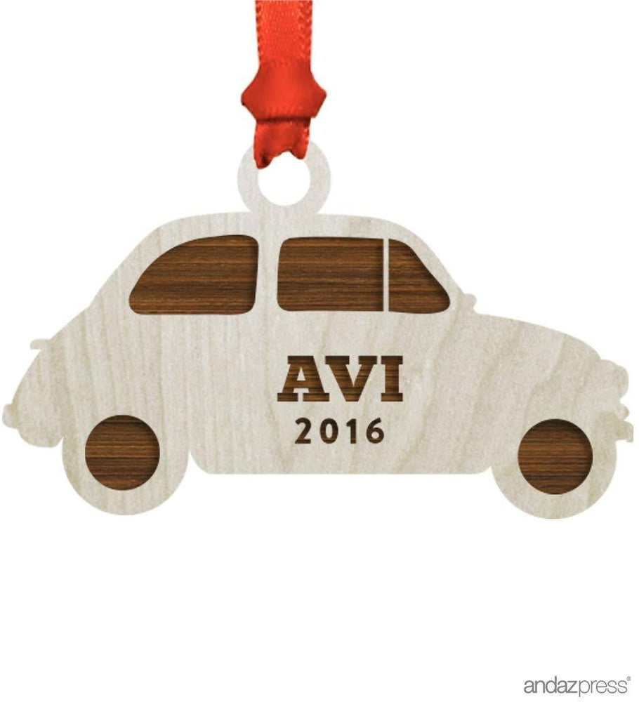 Personalized Laser Engraved Wood Christmas Ornament, Custom Names, Connecticut-Set of 1-Andaz Press-