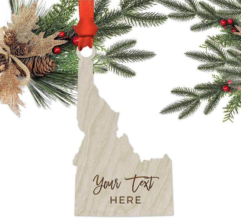 Personalized Laser Engraved Wood Christmas Ornament, Custom Names, Idaho-Set of 1-Andaz Press-