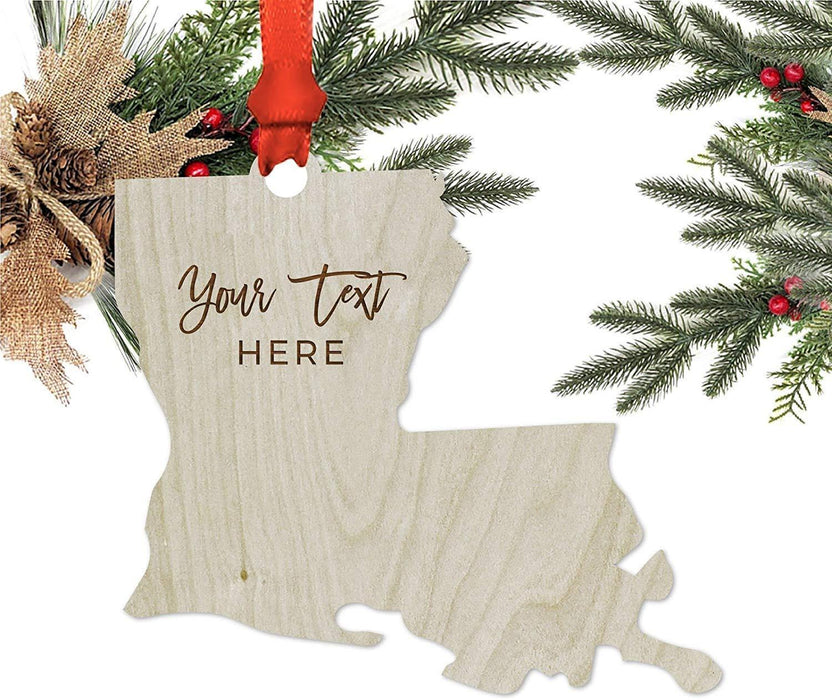 Personalized Laser Engraved Wood Christmas Ornament, Custom Names, Massachusetts-Set of 1-Andaz Press-