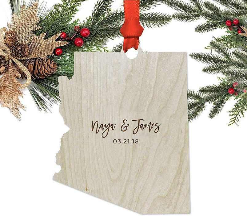 Personalized Laser Engraved Wood Christmas Ornament, Custom Names, Minnesota-Set of 1-Andaz Press-