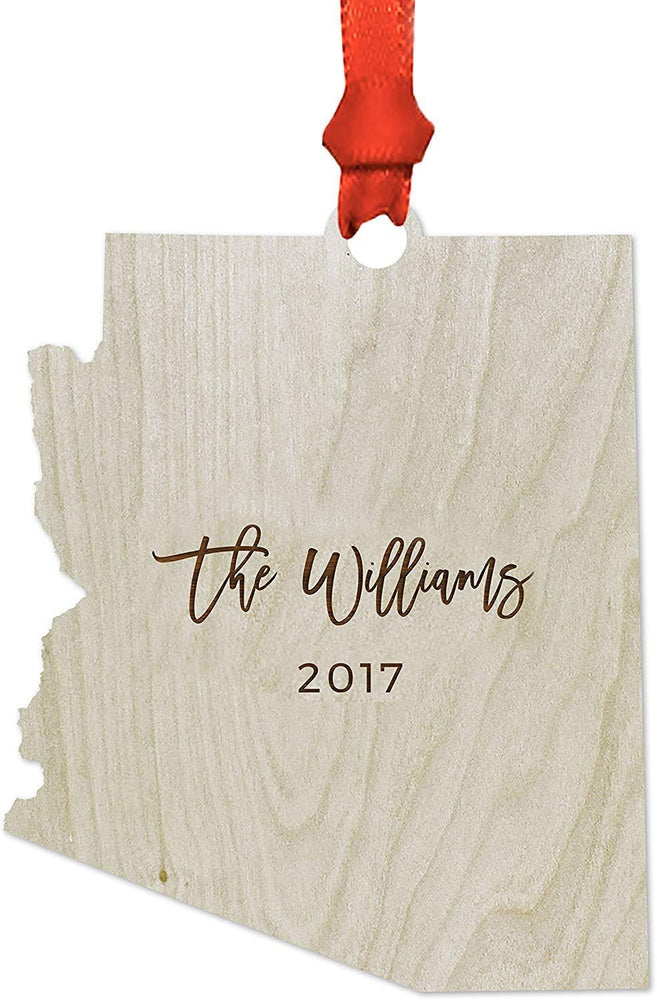 Personalized Laser Engraved Wood Christmas Ornament, Custom Names, Minnesota-Set of 1-Andaz Press-