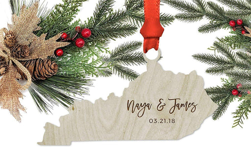 Personalized Laser Engraved Wood Christmas Ornament, Custom Names, South Dakota-Set of 1-Andaz Press-