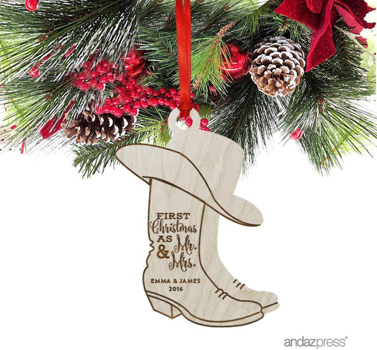 Personalized Laser Engraved Wood Christmas Ornament, Dog Shape, Custom Name-Set of 1-Andaz Press-