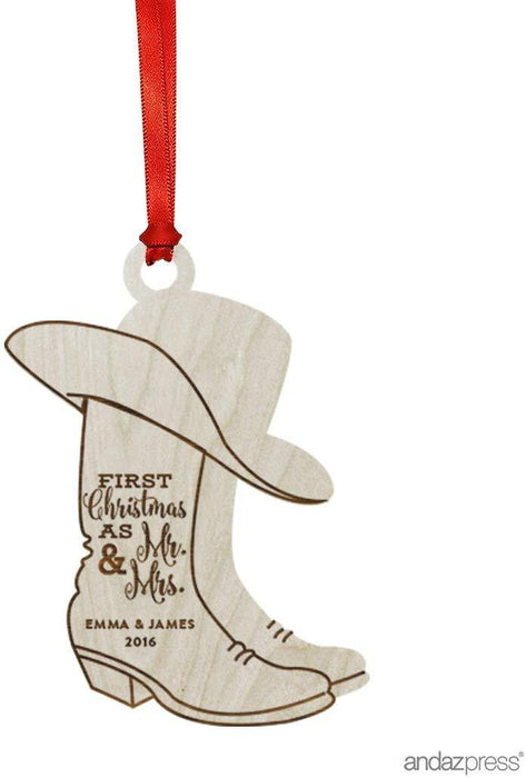 Personalized Laser Engraved Wood Christmas Ornament, Dog Shape, Custom Name-Set of 1-Andaz Press-