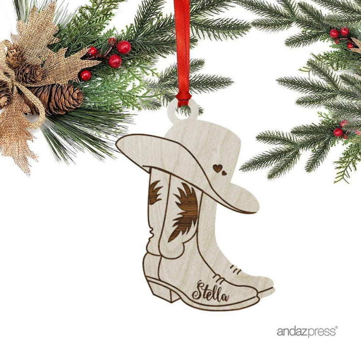 Personalized Laser Engraved Wood Christmas Ornament, Firetruck Shape, Custom Name-Set of 1-Andaz Press-