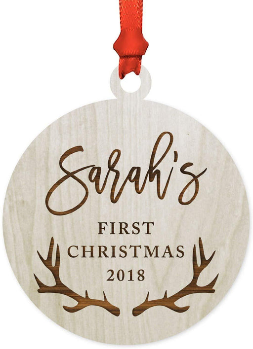 Personalized Laser Engraved Wood Christmas Ornament, First Christmas as Big Sister, Custom Name, Snowflakes-Set of 1-Andaz Press-