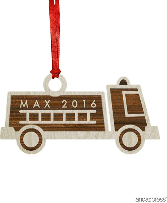 Personalized Laser Engraved Wood Christmas Ornament, Football Shape, Custom Name-Set of 1-Andaz Press-