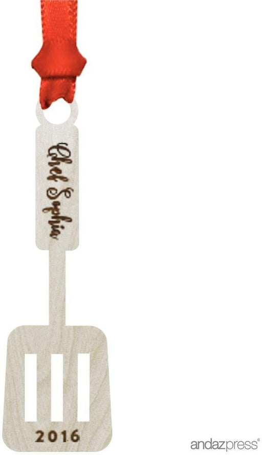Personalized Laser Engraved Wood Christmas Ornament, Outerspace Rocket Ship Shape, Custom Name-Set of 1-Andaz Press-