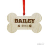 Personalized Laser Engraved Wood Christmas Ornament, Pet Christmas, Custom Name, Bone-Set of 1-Andaz Press-