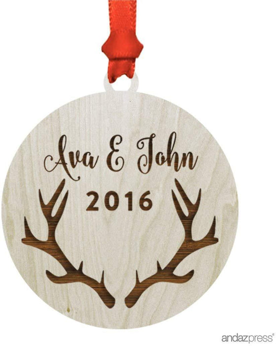 Personalized Laser Engraved Wood Christmas Ornament, Princess Crown Shape, Custom Name-Set of 1-Andaz Press-