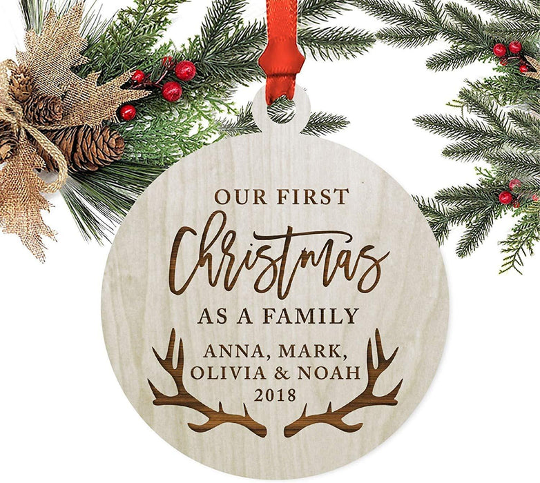 Personalized Laser Engraved Wood Christmas Ornament, You're Going to be a Big Brother!, Custom Name & Date, Deer Antlers-Set of 1-Andaz Press-