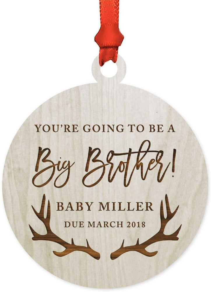 Personalized Laser Engraved Wood Christmas Ornament, You're Going to be an Aunt!, Custom Name & Date, Snowflakes-Set of 1-Andaz Press-