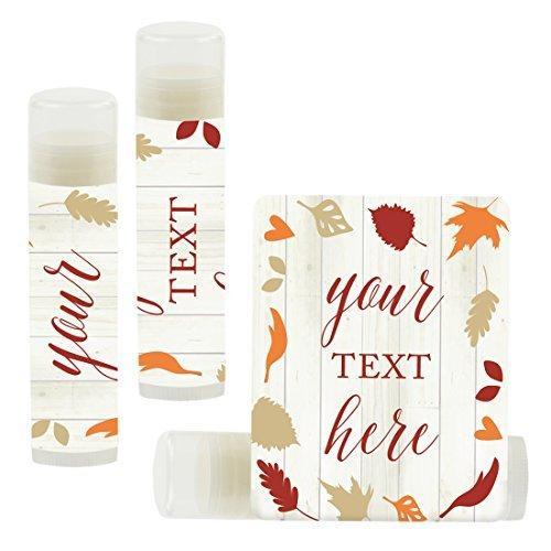 Personalized Lip Balm Party Favors, Your Text Here-Set of 12-Andaz Press-Fallin' in Love Autumn Fall Leaves-