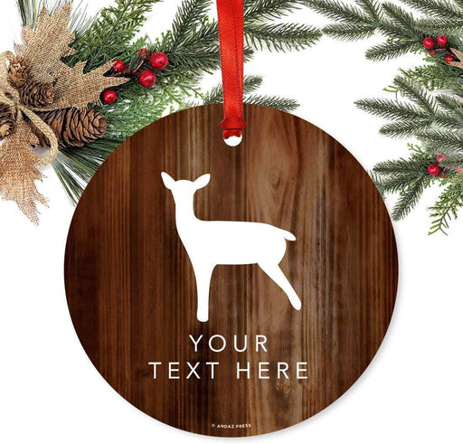 Personalized Metal Christmas Ornament, Doe Female Deer, Custom Name-Set of 1-Andaz Press-