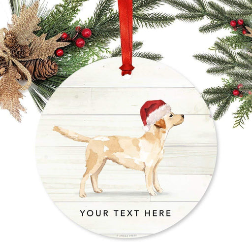 Personalized Metal Christmas Ornament, Labrador Retriever with Santa Hat, Custom Name-Set of 1-Andaz Press-