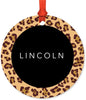 Personalized Metal Christmas Ornament, Leopard Cheetah Print, Custom Name-Set of 1-Andaz Press-
