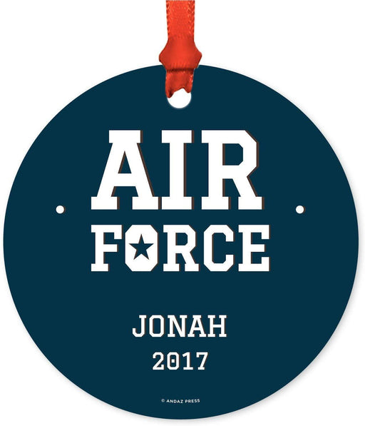 Personalized Metal Christmas Ornament, United States Air Force, Custom Name & Year-Set of 1-Andaz Press-