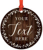 Personalized Metal Christmas Ornament, Your Text Here, Rustic Wood Florals-Set of 1-Andaz Press-