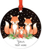 Personalized Metal Christmas Ornament, Your Text Here, Watercolor Fox in Snow-Set of 1-Andaz Press-