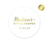 Personalized Metallic Gold Ink Bridal Shower Round Circle Wedding Gift Tags-Set of 24-Andaz Press-