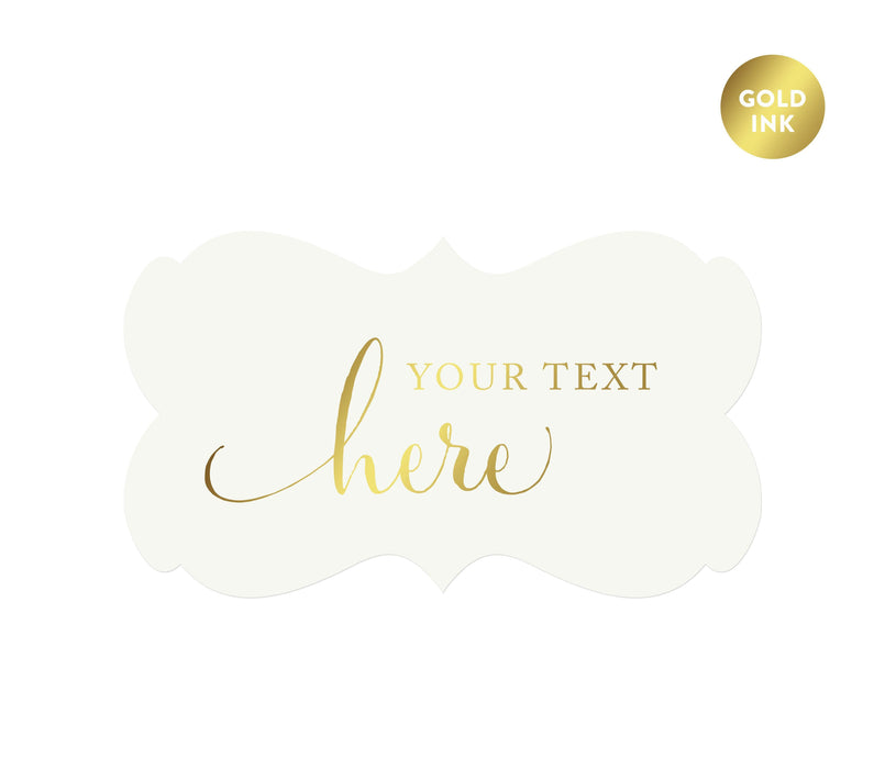 Personalized Metallic Gold Ink Fancy Frame Label Stickers, Your Text Here-Set of 36-Andaz Press-