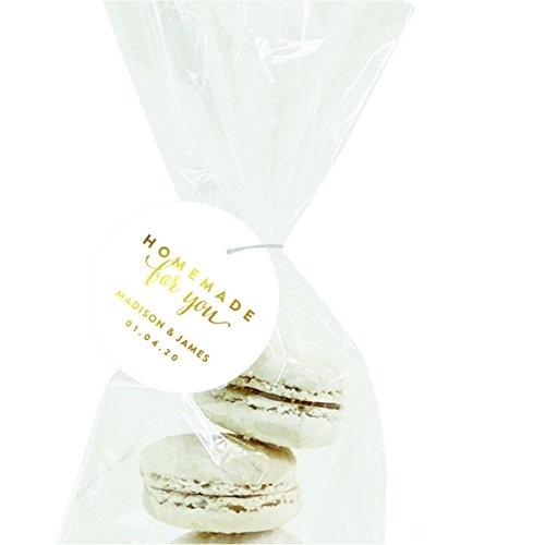 Personalized Metallic Gold Ink Homemade for You Round Circle Wedding Gift Tags-Set of 24-Andaz Press-
