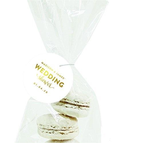 Personalized Metallic Gold Ink Wedding Shower Round Circle Gift Tags-Set of 24-Andaz Press-