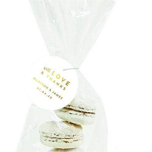 Personalized Metallic Gold Ink with Love and Thanks Round Circle Wedding Gift Tags-Set of 24-Andaz Press-