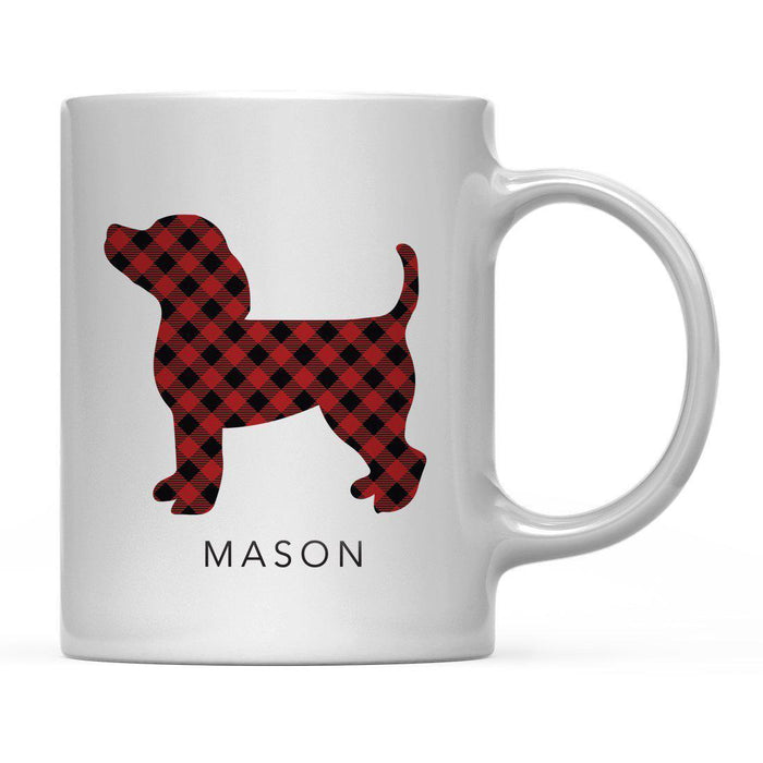 Personalized Name Red Plaid Dog Ceramic Coffee Mug-Set of 1-Andaz Press-