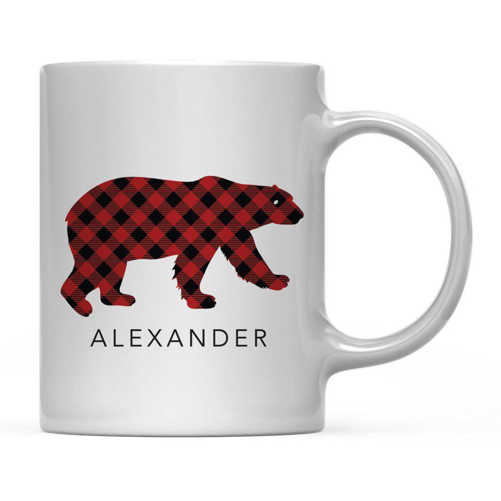 Personalized Names Red Plaid Bear Ceramic Coffee Mug-Set of 1-Andaz Press-
