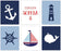 Personalized Nautical Theme Nursery Hanging Wall Art, Navy Blue Theme, Boat, Anchor, Lighthouse-Set of 6-Andaz Press-