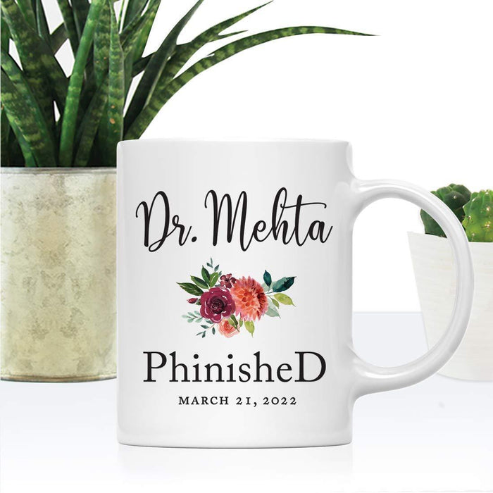 Personalized PhD Graduation Coffee Mug Gift Dr. Mehta Phinished-Set of 1-Andaz Press-