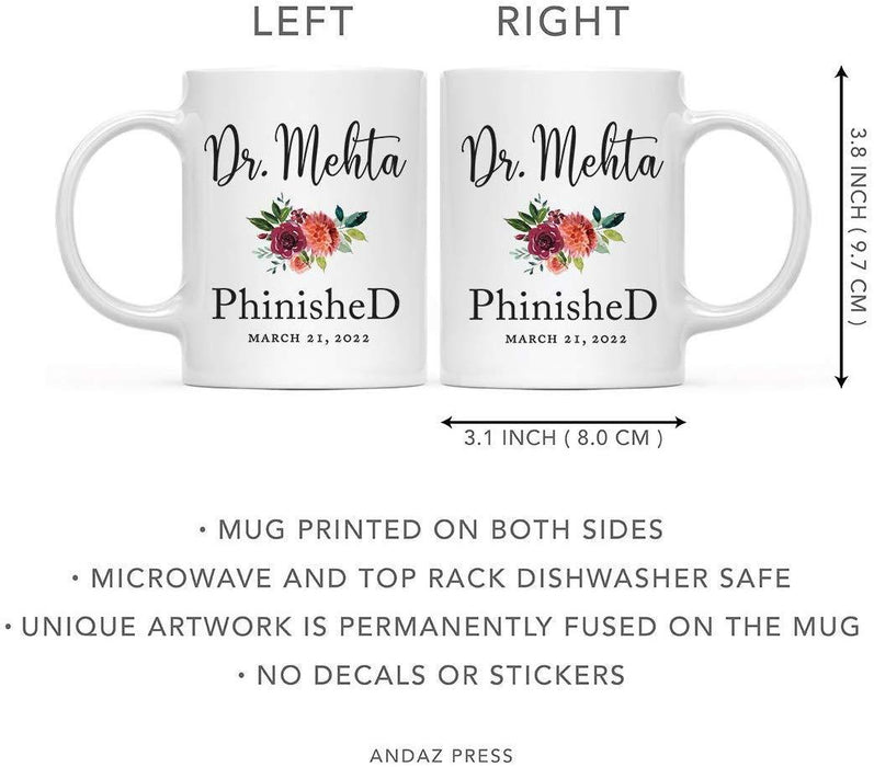 Personalized PhD Graduation Coffee Mug Gift Dr. Mehta Phinished-Set of 1-Andaz Press-