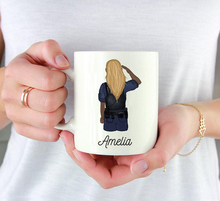 Personalized Police Officer Coffee Mug Part 1-Set of 1-Andaz Press-Female Police Officer 1-
