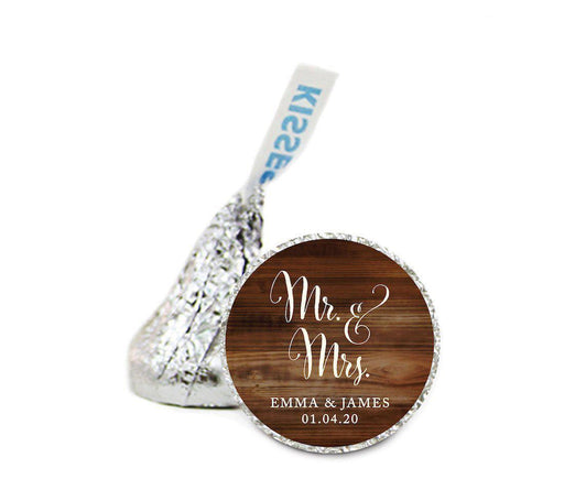 Personalized Rustic Wedding Mr. & Mrs Hershey's Kisses Stickers-Set of 216-Andaz Press-