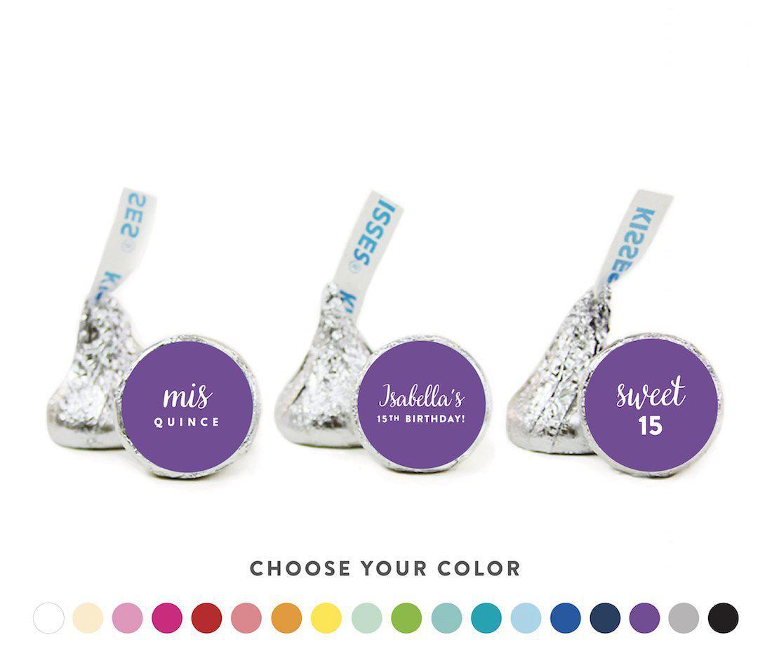 Personalized Sweet 15 Mis Quince Hershey's Kisses Label Stickers-Set of 216-Andaz Press-