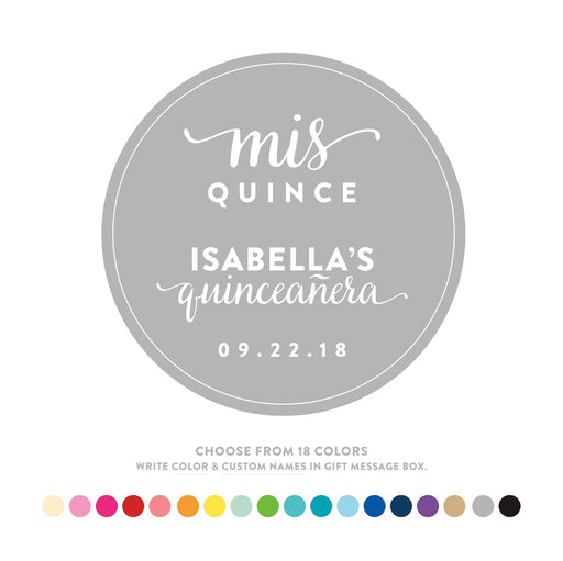 Personalized Sweet 15 Mis Quince Quinceanera Round Circle Labels-Set of 40-Andaz Press-