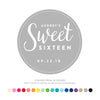Personalized Sweet 16 Round Circle Label Stickers-Set of 40-Andaz Press-