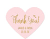 Personalized Thank You Blush Pink Gold Glitter Print Mini Heart Label Stickers, Birthday Favors-Set of 75-Andaz Press-