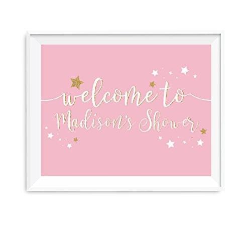 Personalized Twinkle Twinkle Little Star Pink Baby 8.5x11-Inch Party Sign, Welcome to Baby Shower-Set of 1-Andaz Press-