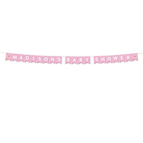Personalized Twinkle Twinkle Little Star Pink Baby Shower Hanging Pennant Party Banner with String-Set of 1-Andaz Press-