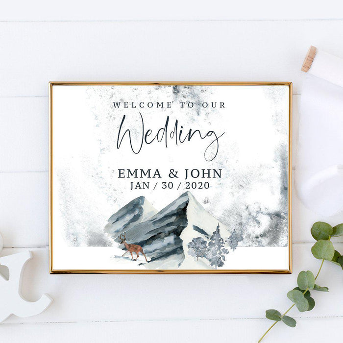 Personalized Unframed Winter Snowy Woodland Forest Watercolor Party Sign-Set of 1-Andaz Press-Our Wedding-